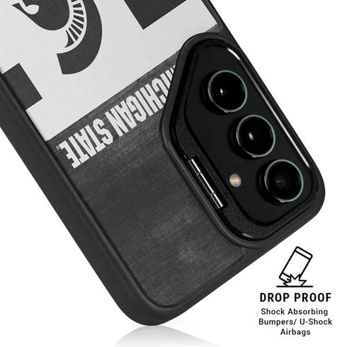Michigan State University Black and White Stripes Galaxy S25 Plus Kickstand Case