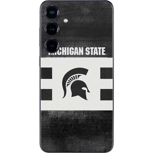 Michigan State University Black and White Stripes Galaxy S25 Plus Skin
