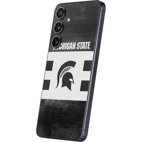 Michigan State University Black and White Stripes Galaxy S24 Plus Skin