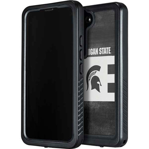 Michigan State University Black and White Stripes Galaxy S24 Plus Waterproof Case