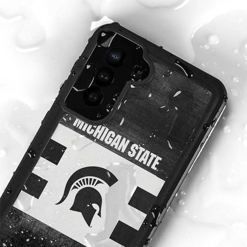 Michigan State University Black and White Stripes Galaxy S24 Plus Waterproof Case