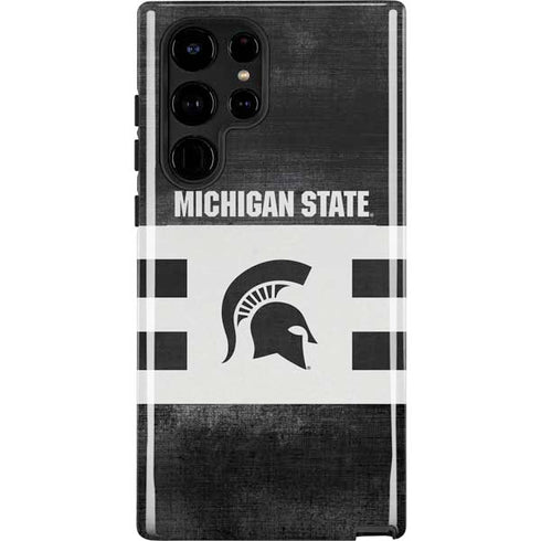 Michigan State University Black and White Stripes Galaxy Cases