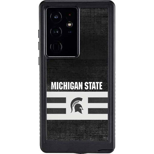 Michigan State University Black and White Stripes Galaxy S24 Ultra Waterproof Case