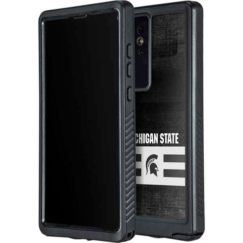 Michigan State University Black and White Stripes Galaxy S24 Ultra Waterproof Case