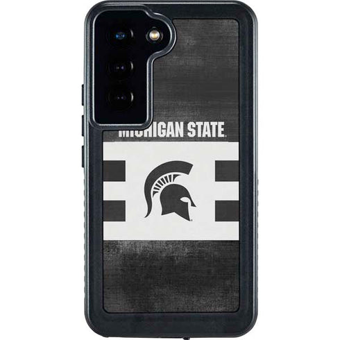 Michigan State University Black and White Stripes Galaxy S24 Waterproof Case