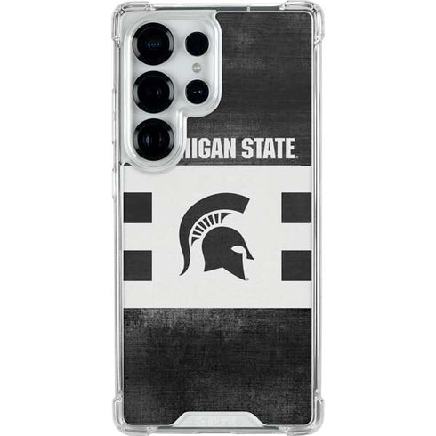 Michigan State University Black and White Stripes Galaxy S25 Ultra Clear Case