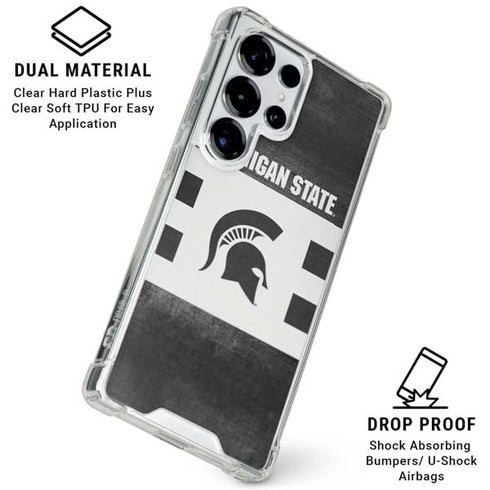 Michigan State University Black and White Stripes Galaxy S25 Ultra Clear Case