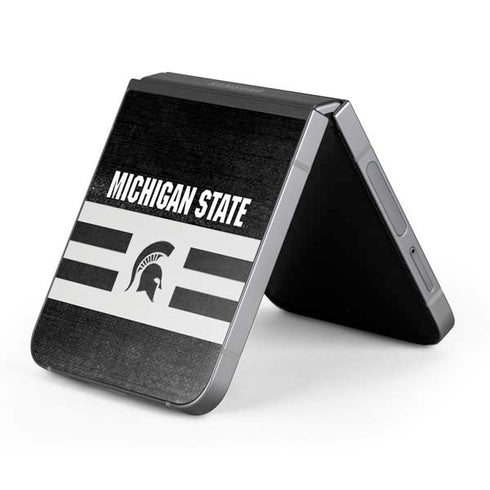 Michigan State University Black and White Stripes Galaxy Z Flip6 Skin