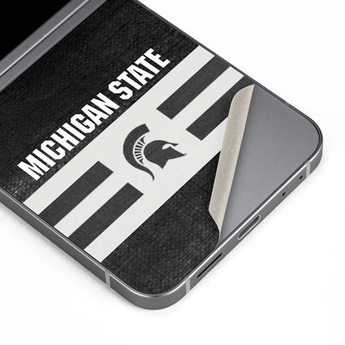 Michigan State University Black and White Stripes Galaxy Z Flip6 Skin