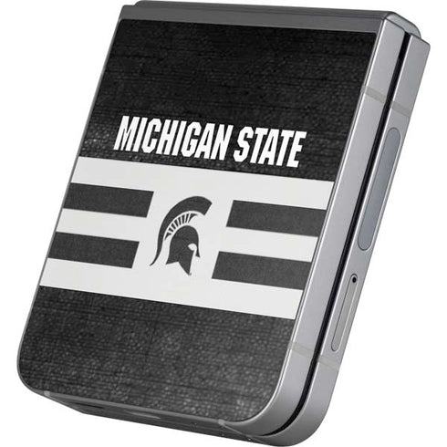 Michigan State University Black and White Stripes Galaxy Z Flip6 Skin