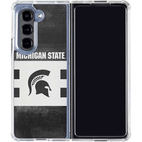 Michigan State University Black and White Stripes Galaxy Z Fold5 5G Clear Case