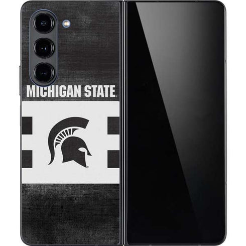 Michigan State University Black and White Stripes Galaxy Z Fold5 5G Skin