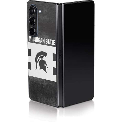 Michigan State University Black and White Stripes Galaxy Z Fold5 5G Skin