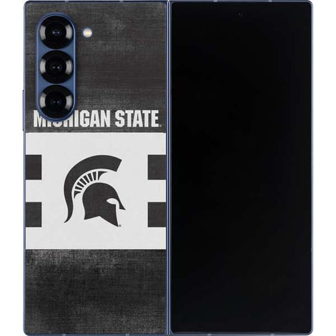 Michigan State University Black and White Stripes Galaxy Z Fold6 Skin