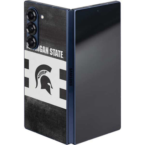 Michigan State University Black and White Stripes Galaxy Z Fold6 Skin