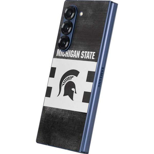 Michigan State University Black and White Stripes Galaxy Z Fold6 Skin