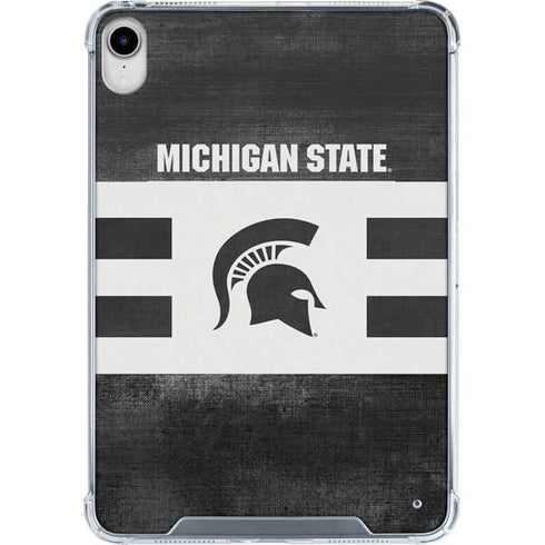 Michigan State University Black and White Stripes iPad 11th Gen (2025) Clear Case