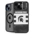 Michigan State University Black and White Stripes iPhone 14 Plus Kickstand Case