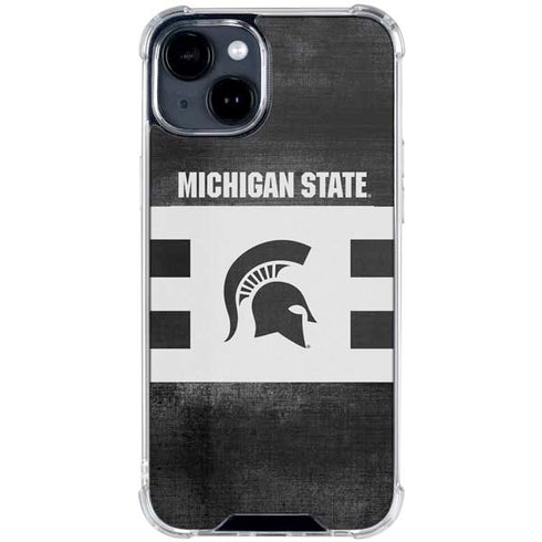 Michigan State University Black and White Stripes iPhone 15 Clear Case