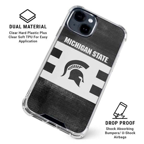 Michigan State University Black and White Stripes iPhone 15 Clear Case