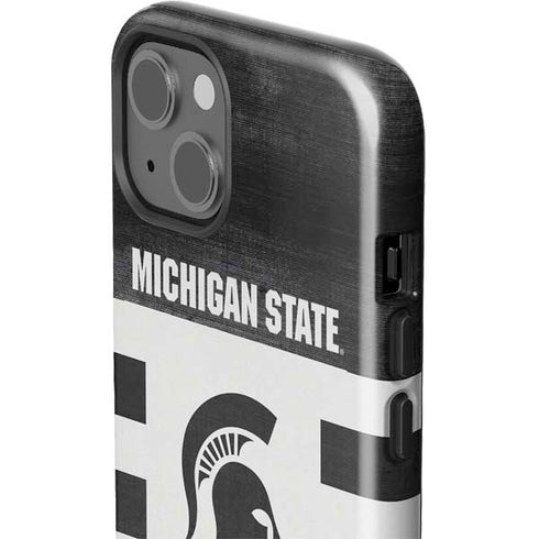 Michigan State University Black and White Stripes iPhone 15 Impact Case