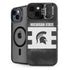 Michigan State University Black and White Stripes iPhone 15 Kickstand Case