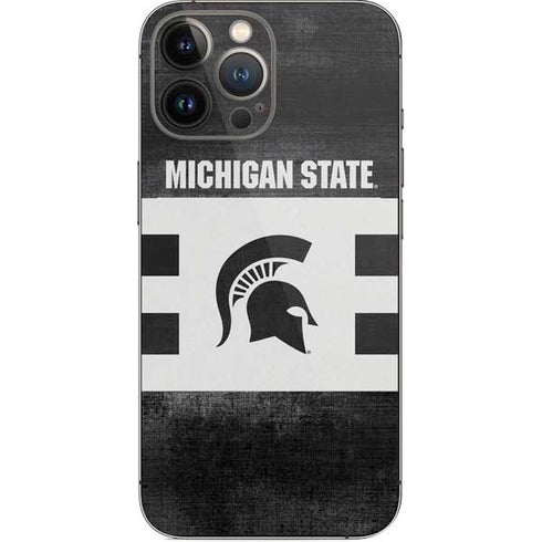 Michigan State University Black and White Stripes iPhone 15 Pro Max Skin