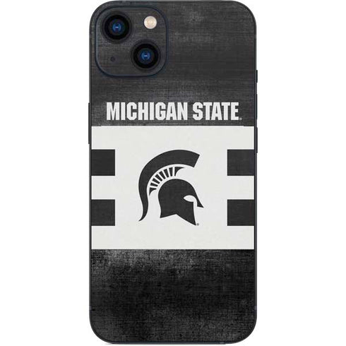 Michigan State University Black and White Stripes iPhone 15 Skin