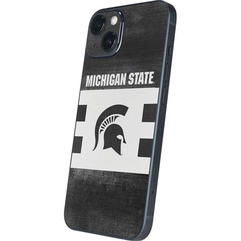 Michigan State University Black and White Stripes iPhone 15 Skin