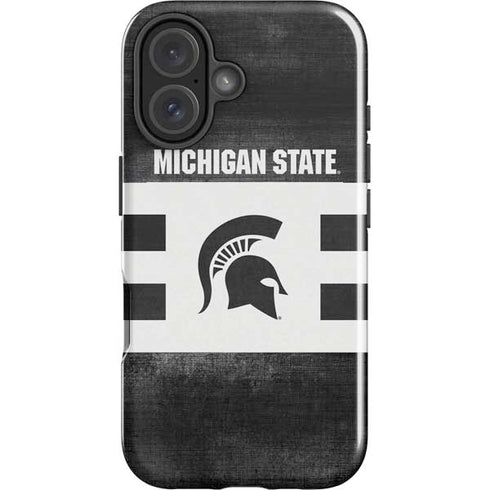 Michigan State University Black and White Stripes iPhone 16 Impact Case