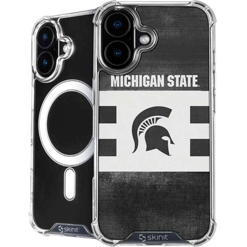 Michigan State University Black and White Stripes iPhone 16 MagSafe Case