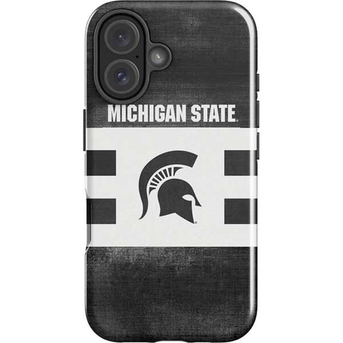 Michigan State University Black and White Stripes iPhone 16 Plus Impact Case