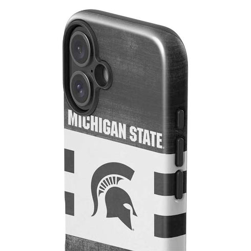 Michigan State University Black and White Stripes iPhone 16 Plus Impact Case