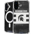 Michigan State University Black and White Stripes iPhone 16 Plus MagSafe Case