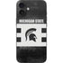 Michigan State University Black and White Stripes iPhone 16 Plus Skin