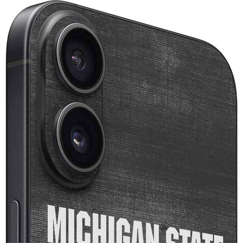 Michigan State University Black and White Stripes iPhone 16 Plus Skin