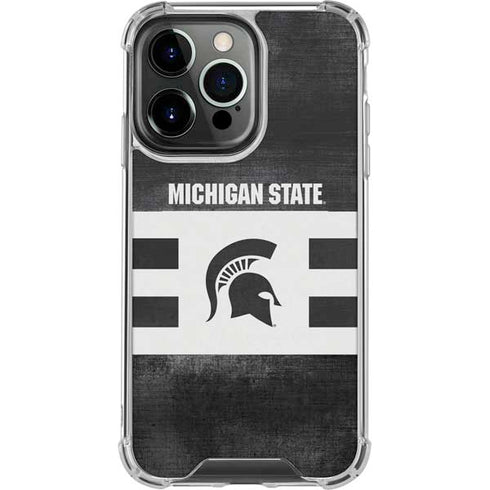 Michigan State University Black and White Stripes iPhone 16 Pro Clear Case