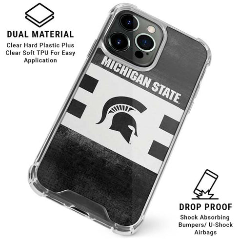 Michigan State University Black and White Stripes iPhone 16 Pro Clear Case