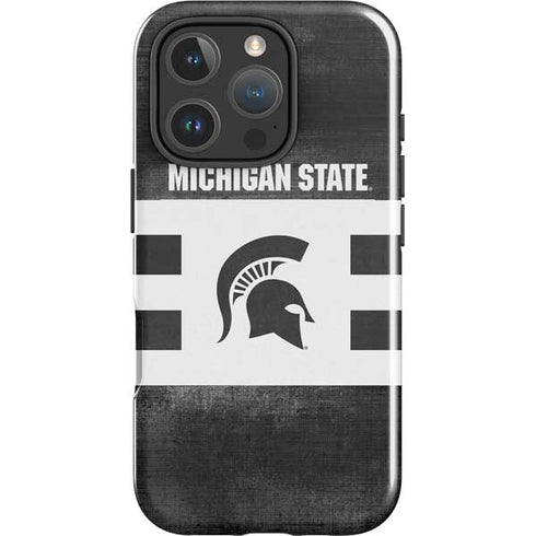 Michigan State University Black and White Stripes iPhone 16 Pro Impact Case
