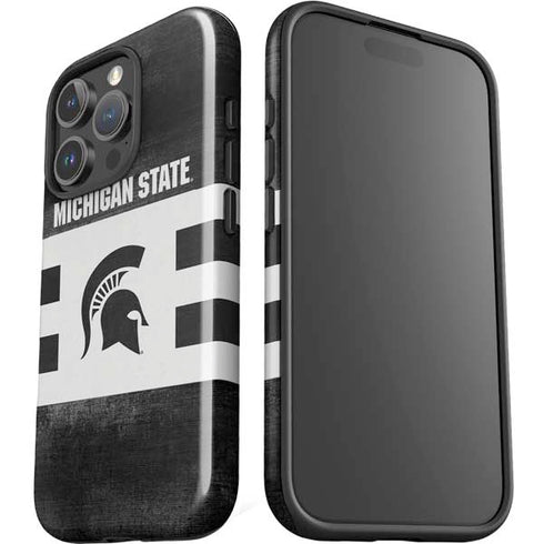 Michigan State University Black and White Stripes iPhone 16 Pro Impact Case