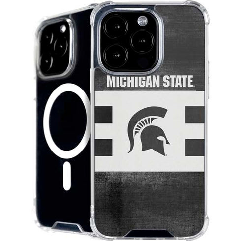 Michigan State University Black and White Stripes iPhone 16 Pro MagSafe Case