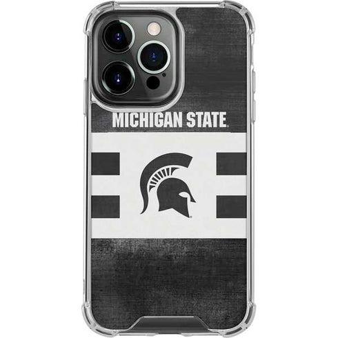 Michigan State University Black and White Stripes iPhone 16 Pro Max Clear Case