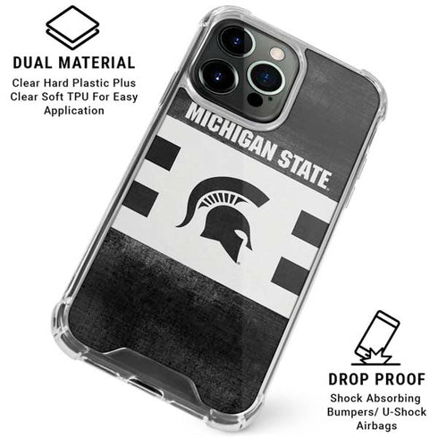Michigan State University Black and White Stripes iPhone 16 Pro Max Clear Case