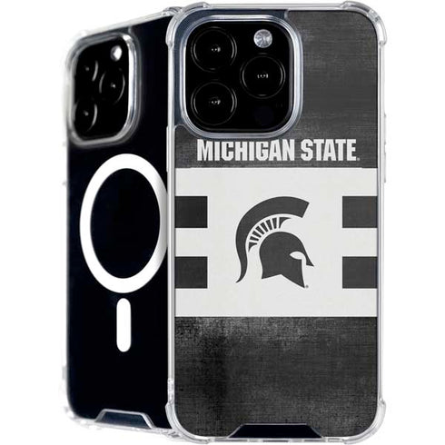 Michigan State University Black and White Stripes iPhone 16 Pro Max MagSafe Case