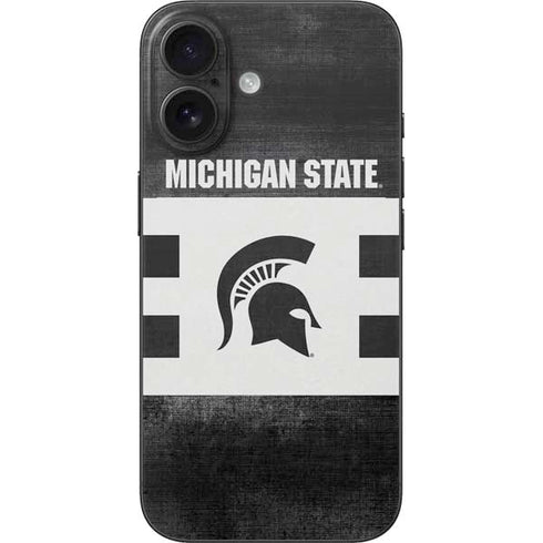 Michigan State University Black and White Stripes iPhone 16 Skin