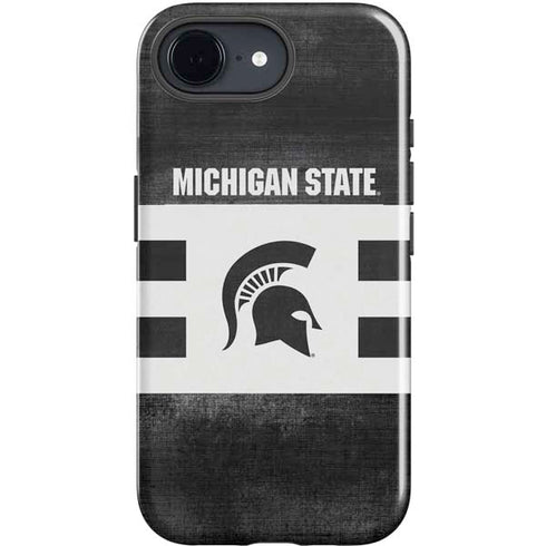 Michigan State University Black and White Stripes iPhone 16e Impact Case