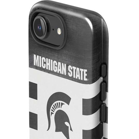 Michigan State University Black and White Stripes iPhone 16e Impact Case