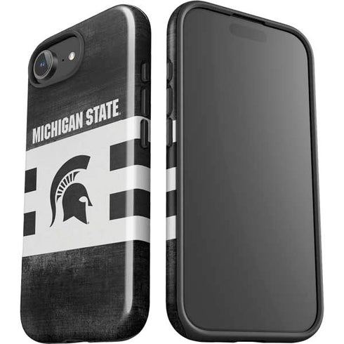 Michigan State University Black and White Stripes iPhone 16e Impact Case