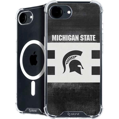 Michigan State University Black and White Stripes iPhone 16e MagSafe Case