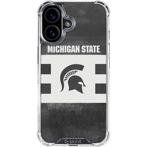 Michigan State University Black and White Stripes iPhone 17 Clear Case